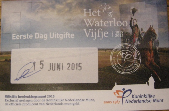 (afbeelding voor) 5 Euromunt Nederland Het Waterloo vijfje 2015 in coincard